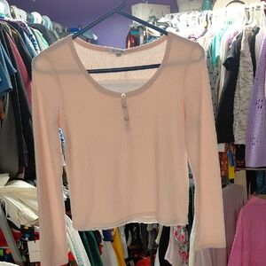 Girls Light Pink Ribbed Blouse